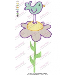 Bird Stand on Flower Embroidery Design